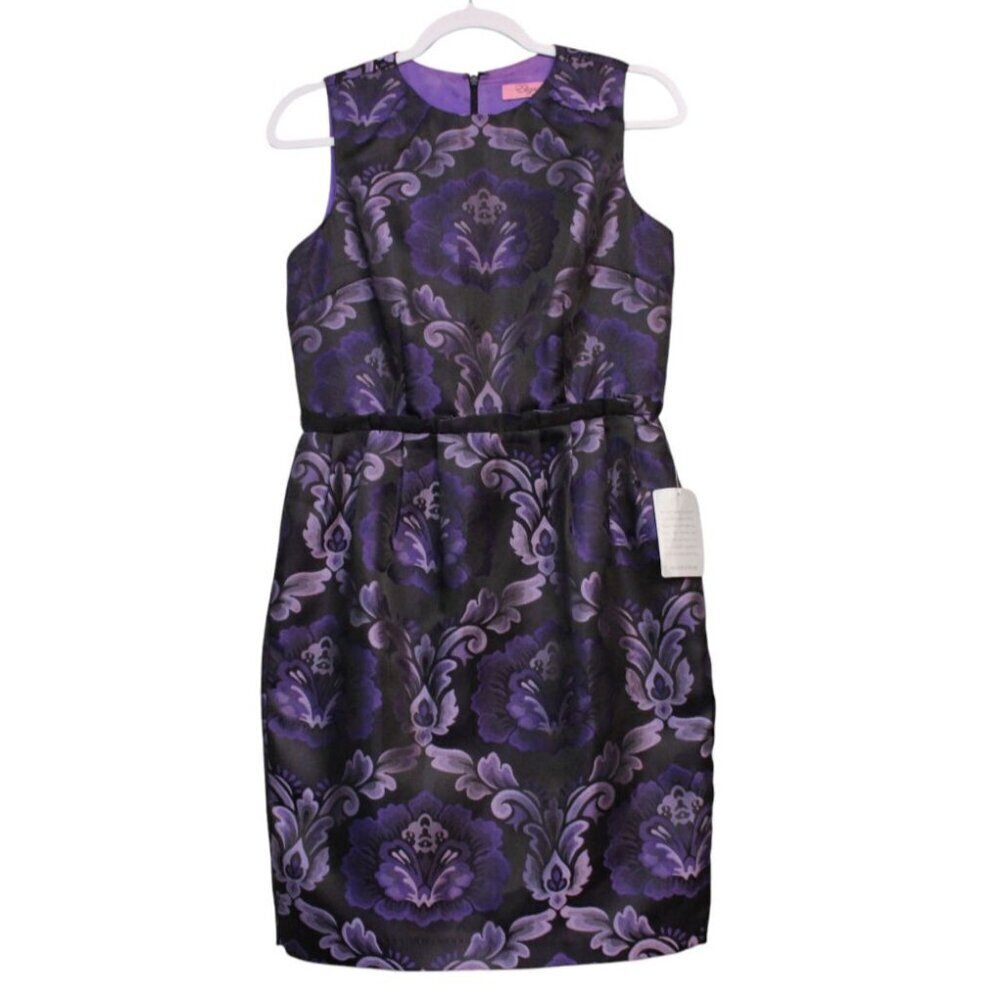 NWT Eliza J Dress Size 8 Petite Purple Paisley Jacquard Formal Evening Wedding
